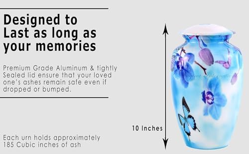 10 Inch Large Metal Classic Orchid Blue Urn