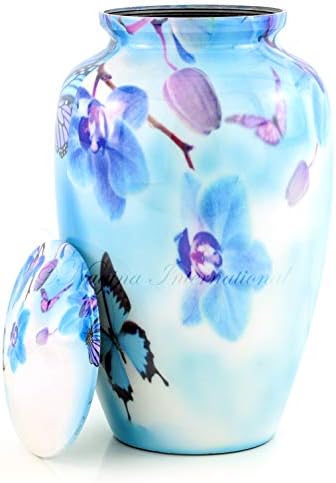 10 Inch Large Metal Classic Orchid Blue Urn