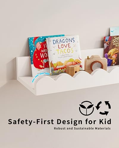 GW Gruwald Set of 3 Floating Book Shelves for Kids Room
