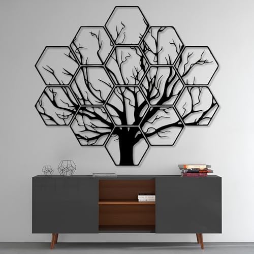 Hexagonal Tree Metal Wall Art XXL