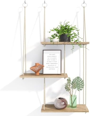 Fixwal 3 Tier Floating Wall Shelf Rustic Brown