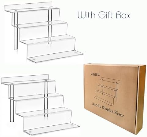 2 Pack Acrylic Display Risers 4 Tier Shelf Stand