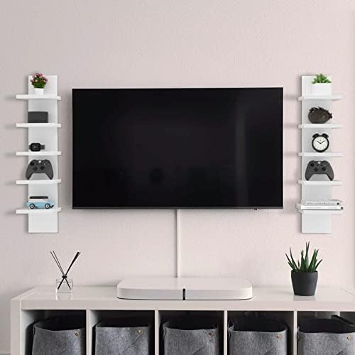 5 Tier Wall Shelf Unit White Vertical Floating Shelf 55