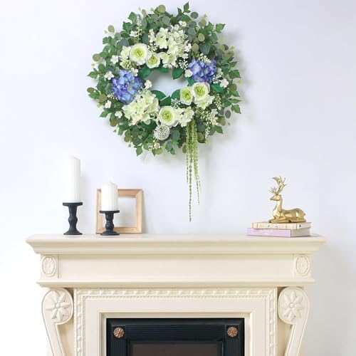 26 Inch Hydrangea Eucalyptus Wreath for Front Door
