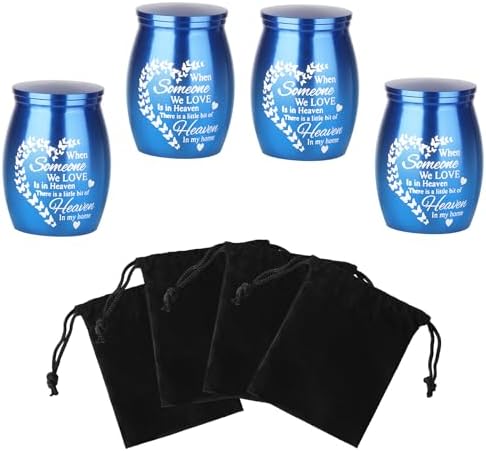 Mini Urns for Ashes Keepsake Set of 4 Blue