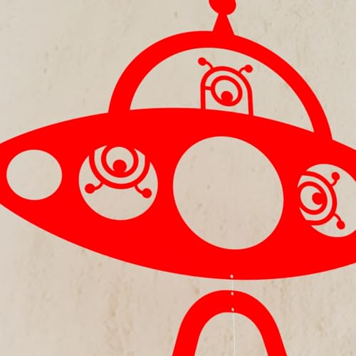 Whimsical UFO Mobile with Abducting Aliens