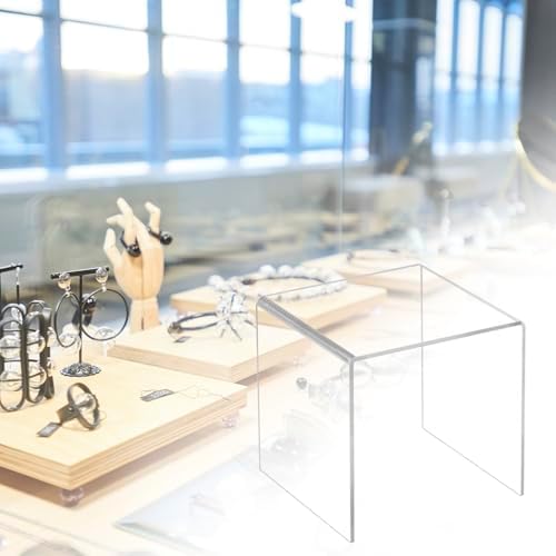 QWORK Clear Acrylic Square Risers 8-Pack 4x4 Display Stands