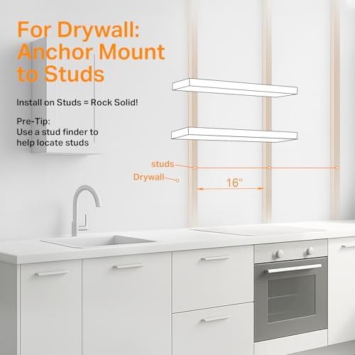BAYKA Floating Shelves 48 Inch Rustic Wood Wall Mounted Set of 2