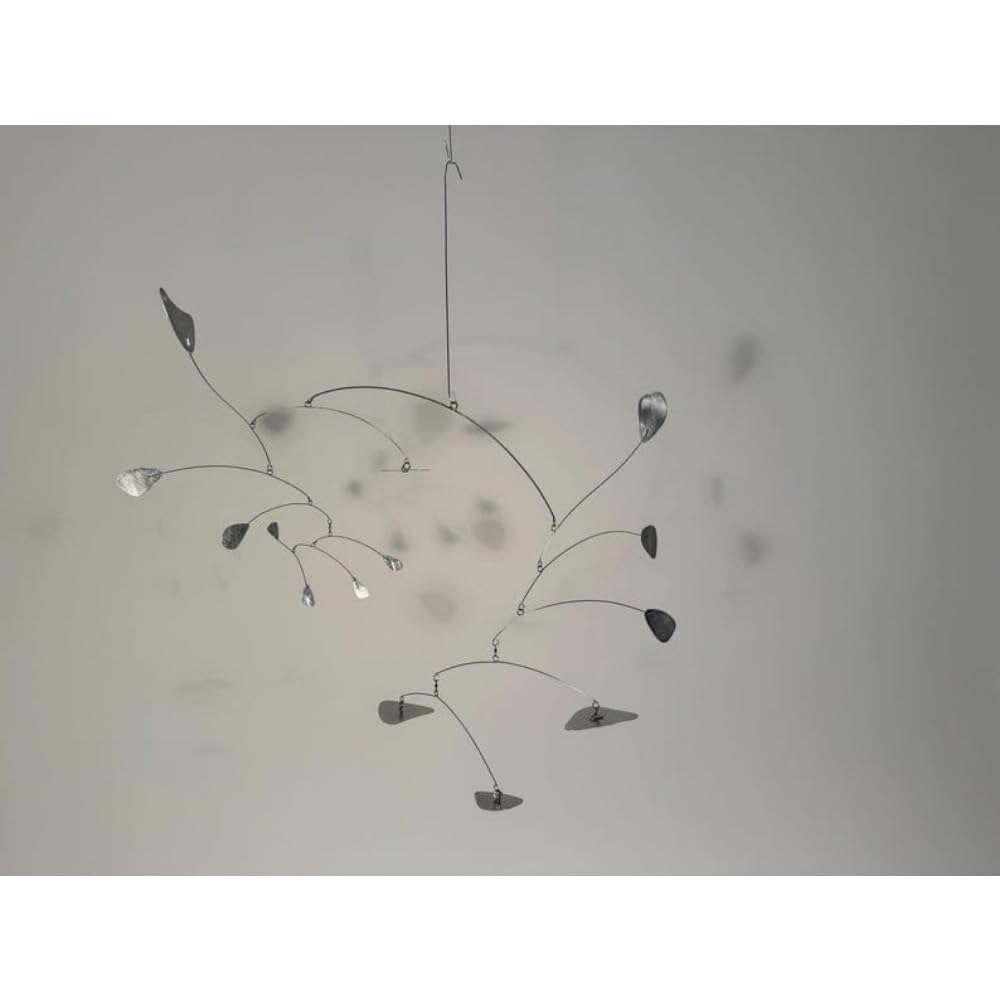 Silver Leaves Shape Mobiles Hand Painted Metal Kinetic Sculpture