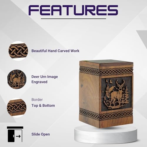 Handmade Rosewood Deer Urn Small 40 Cubic Inches