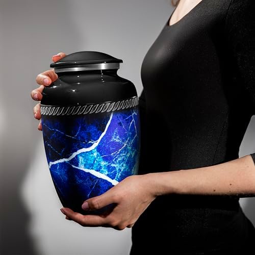 Personalized Marble Urns for Human Ashes - Large Blue