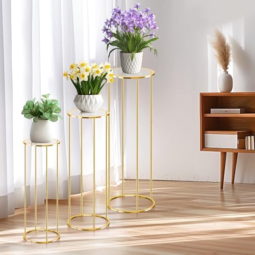 3PCS Gold Metal Cylinder Pedestal Stands For Party Decor