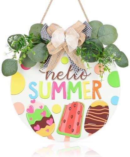 Hello Summer Wreath Front Door Welcome Sign