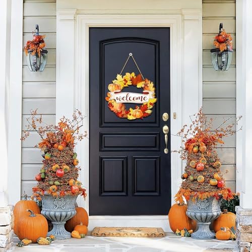 Fall Wood Wreath Front Door Sign Decor