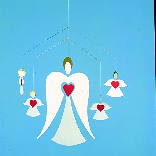 Angel Family Hanging Mobile 14 Inches White Red