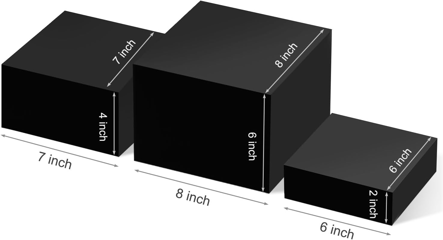 Gowing Buffet Risers 3PCS Black Acrylic Food Display