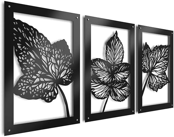 MOSHPY Leaves Metal Wall Decor 3 Panels