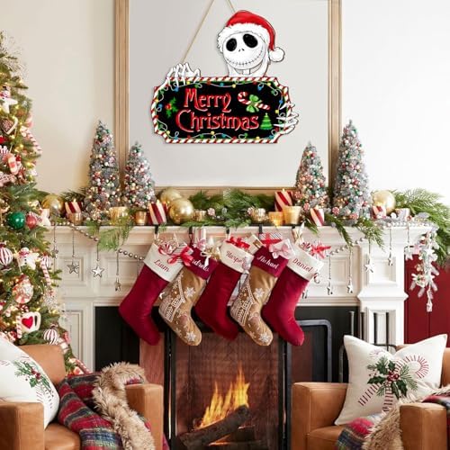 Funny Christmas Door Sign with Skeletal Santa