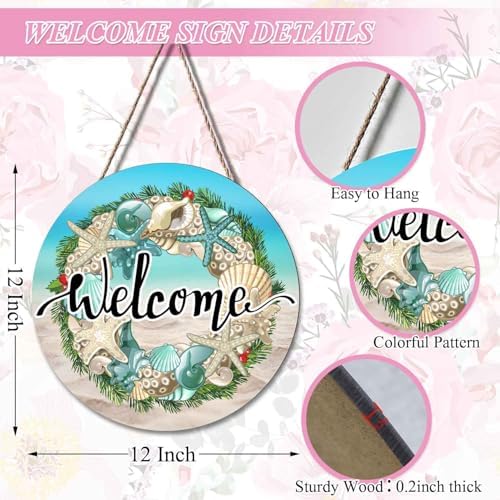 Rustic Sea Shells Welcome Wreath Door Sign