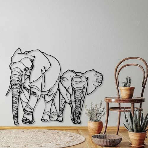 Gold Elephant Wall Decor Set with Mama and Baby