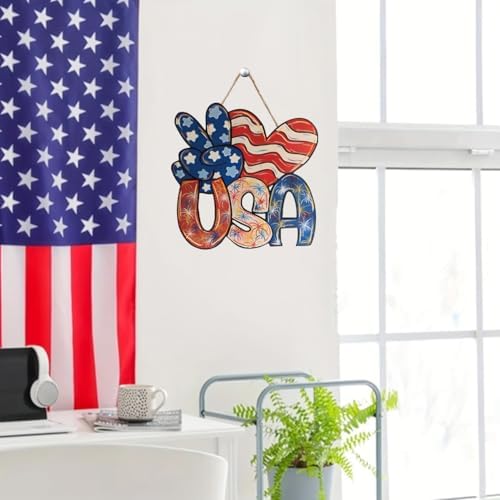 4th of July Wooden Door Wreath Decor Sign