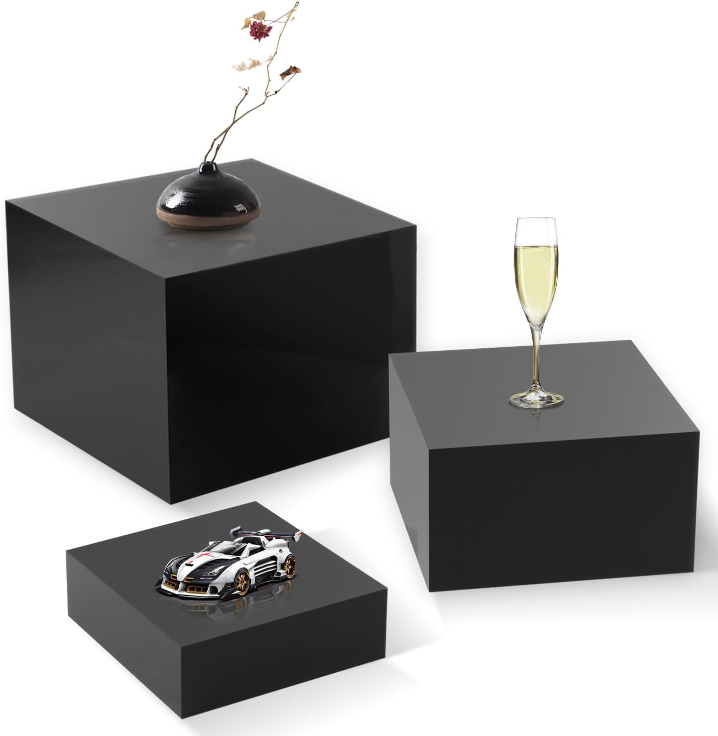 Gowing Buffet Risers 3PCS Black Acrylic Food Display