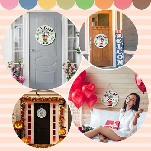 Geetery 12 Inch Decorative Welcome Sign with Interchangeable Holiday Symbols