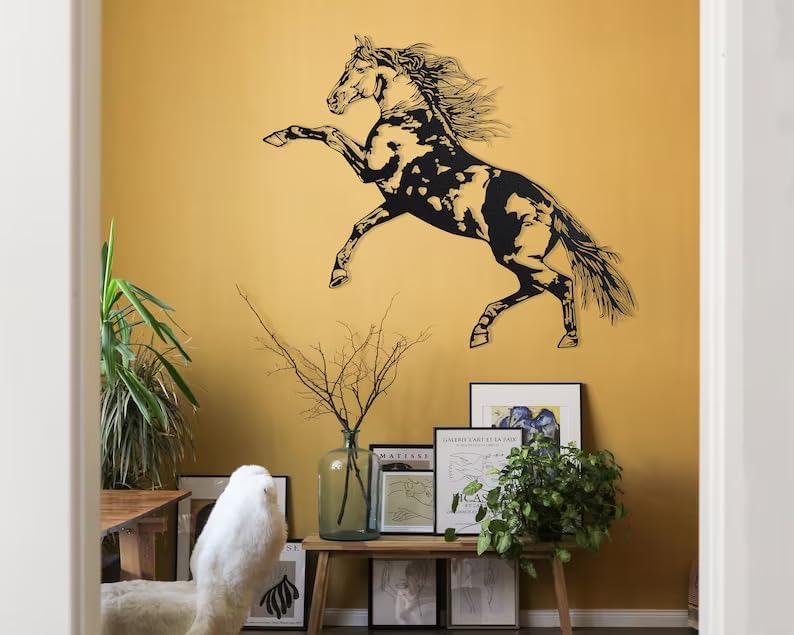 NORTH KAISER Horse Metal Wall Art Black Large
