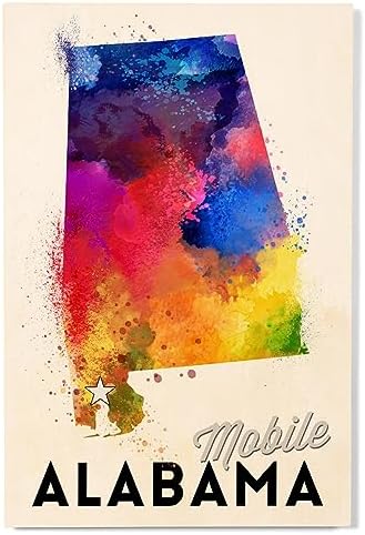 12x18 Inch Premium Wood Sign Alabama State Abstract