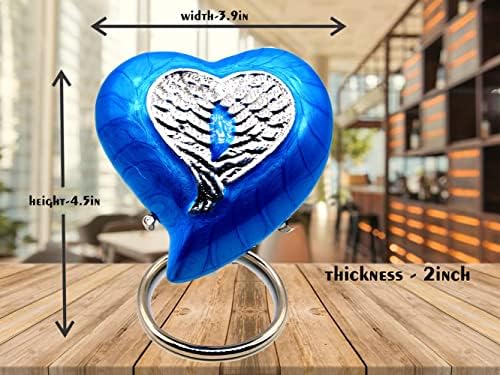 Handcrafted Heart Urn with Angel Wings for Human Ashes