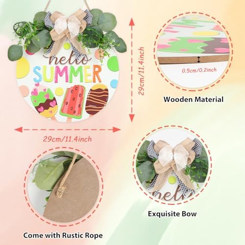 Hello Summer Wreath Front Door Welcome Sign