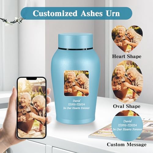 Personalized Matte Blue Urn for Human Ashes