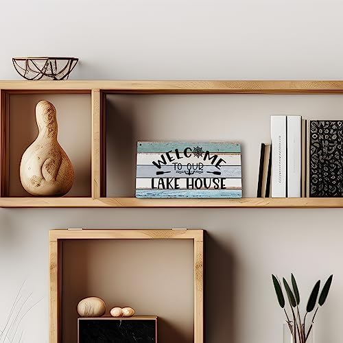 Welcome to Our Lake House Farmhouse Printed Wood Plaque Sign Wall Hanging