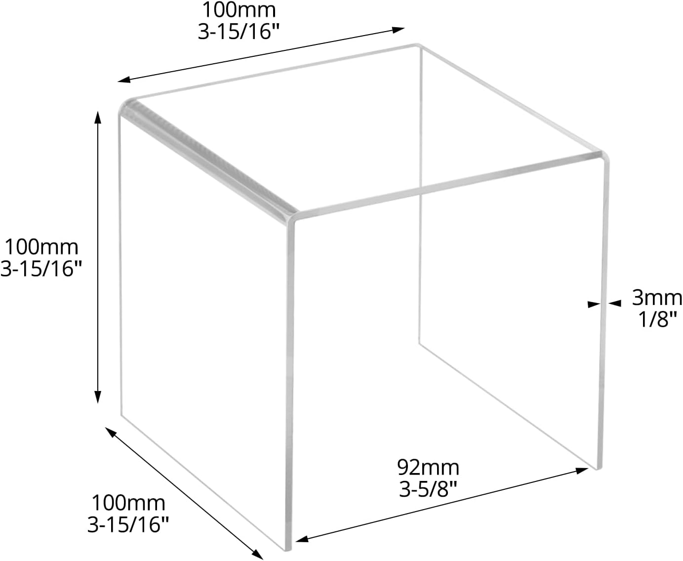 QWORK Clear Acrylic Square Risers 8-Pack 4x4 Display Stands