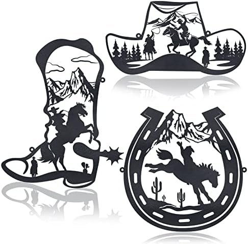 Pinkunn 3 Pcs 98 Inch Metal Wall Decor Cowboy Art