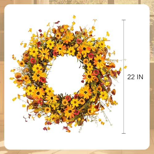 VioletEverGarden 22 Inch Fall Wreath with Berries and Eucalyptus Leaves