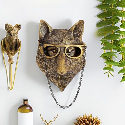 Dsadrwq 1 Pcs Fox Wall Sculpture Animal Head Decor