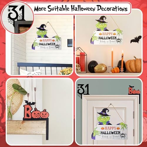 3PC Wooden Halloween Signs Front Door Wreath Decor
