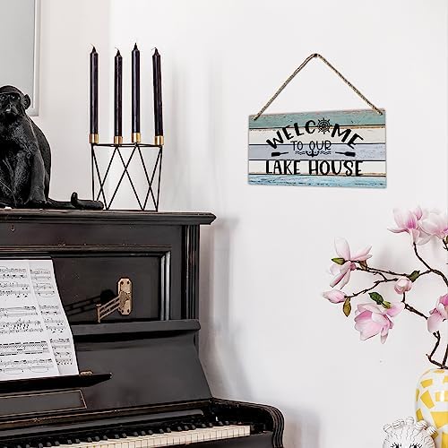 Welcome to Our Lake House Farmhouse Printed Wood Plaque Sign Wall Hanging