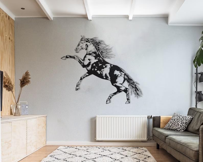 NORTH KAISER Horse Metal Wall Art Black Large