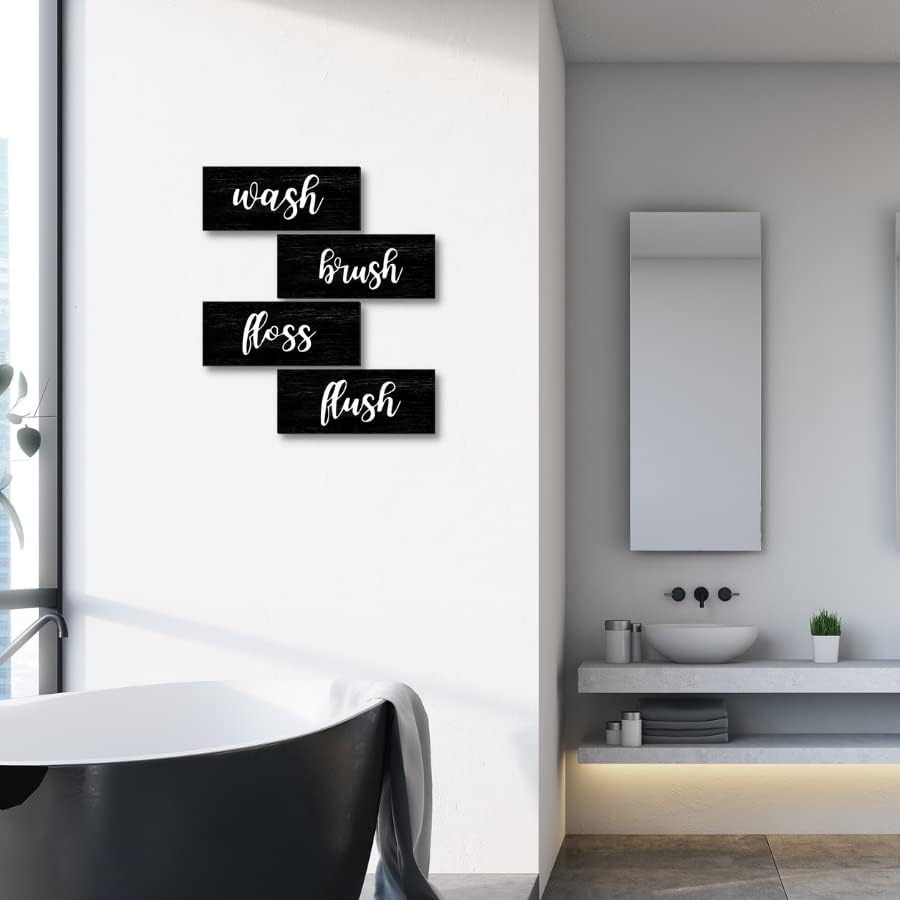Bathroom Wall Decor with Wash Brush Floss Flush Sign