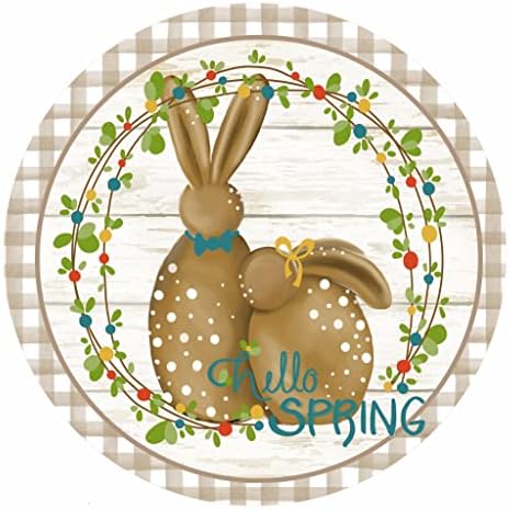 Hello Spring Bunnies 8x8 Inch Decorative Metal Sign