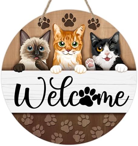 Deroro Welcome Cats Front Door Sign