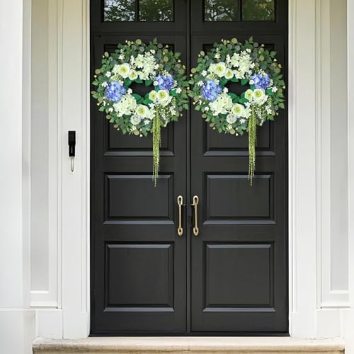 26 Inch Hydrangea Eucalyptus Wreath for Front Door