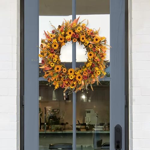 JFLORU 22 Inch Artificial Fall Wreath