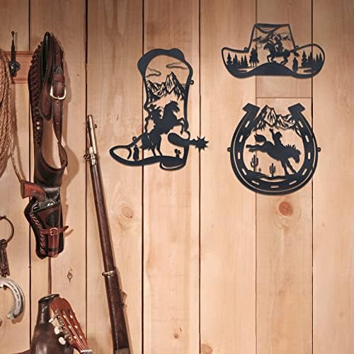 Pinkunn 3 Pcs 98 Inch Metal Wall Decor Cowboy Art