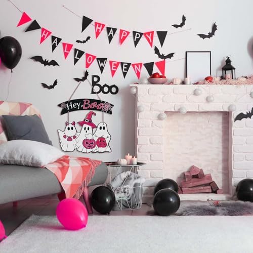 Kigley Halloween Wooden Door Decor Set with 3 Signs