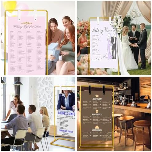 Wedding Welcome Sign Stand - Adjustable Gold Easel for Events