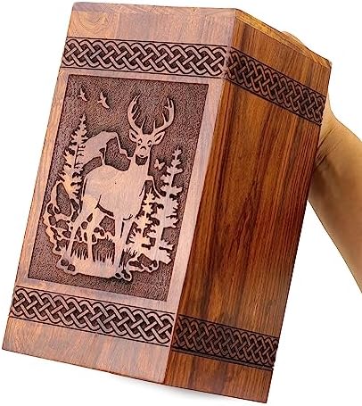 Wooden Deer Urn Handcrafted Rosewood Decorative Urn for Ashes