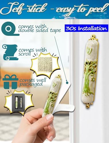 Exquisite Enamel Mezuzah with Scroll and Tree of Life Design